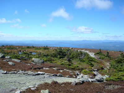 Looking down the connector trail from the Appalachain Trail to the ski area