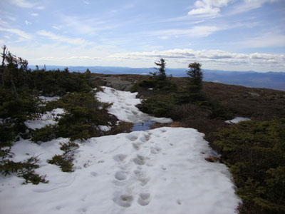 Looking down the connector trail from the Appalachain Trail to the ski area