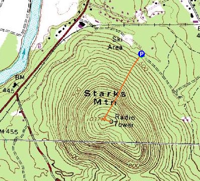 Topographic map of Starks Mountain