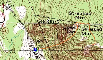 Topographic map of Streaked Mountain