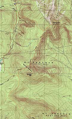 Topographic map of Sugarloaf Mountain, Spaulding Mountain, Mt. Abraham - Click to enlarge