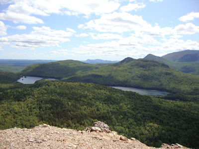 Looking at Billish Pond and Long Pond from the Trout Mountain ledges - Click to enlarge