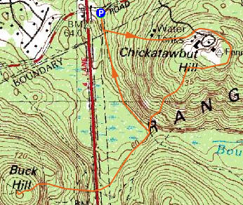 Topographic map of Chickatawbut Hill, Buck Hill