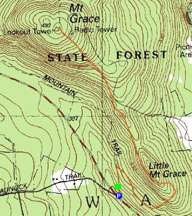 Topographic map of Little Mt. Grace, Mt. Grace