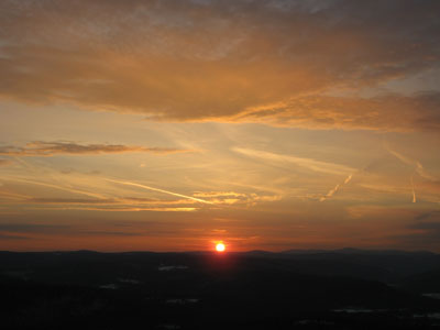 Looking west at the sunset and Mt. Greylock - Click to enlarge