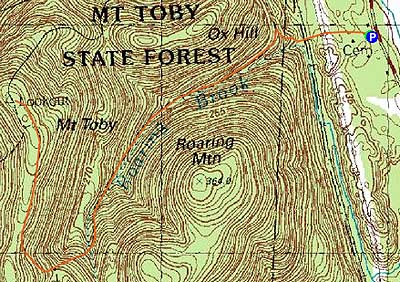 Topographic map of Mt. Toby