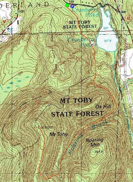 Topographic map of Mt. Toby