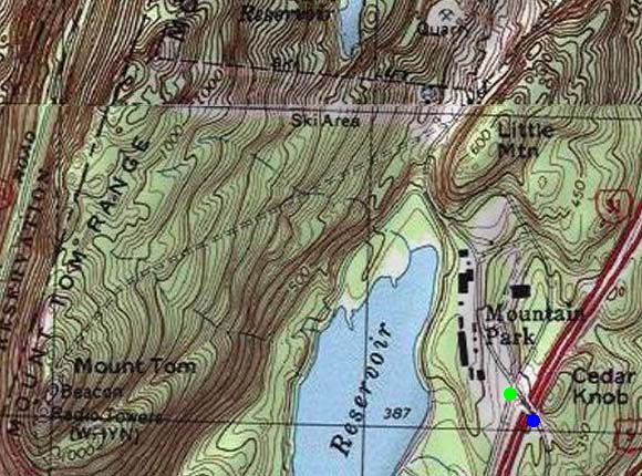 Topographic map of Mt. Tom