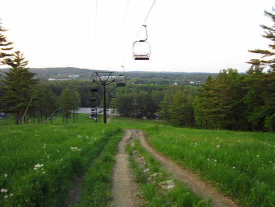Looking down the ski slopes