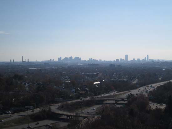 Looking at Boston from Wright's Tower on Pine Hill - Click to enlarge