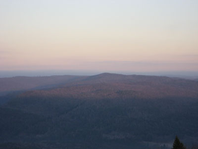 Pocumtuck Mountain as seen at sunrise from Massaemett Mountain