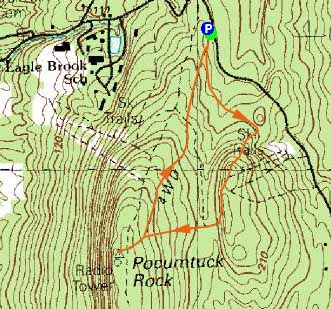 Topographic map of Pocumtuck Rock
