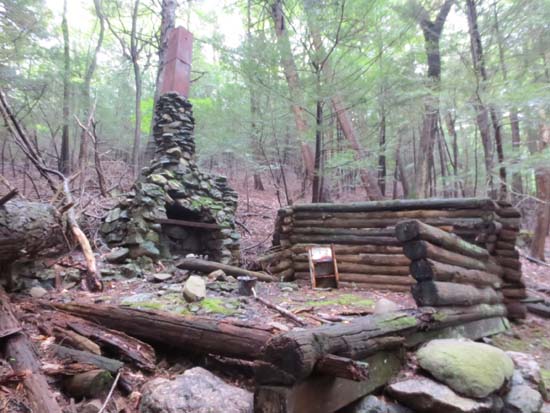 The remains of a cabin at the Robert Frost Trail - Roaring Mountain Spur Trail junction