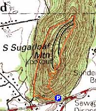 Topographic map of South Sugarloaf Mountain