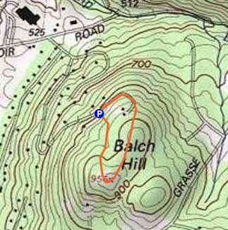 Topographic map of Balch Hill