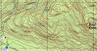 Topographic map of Bald Knob - Click to enlarge