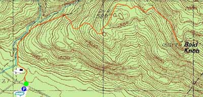 Topographic map of Bald Knob - Click to enlarge