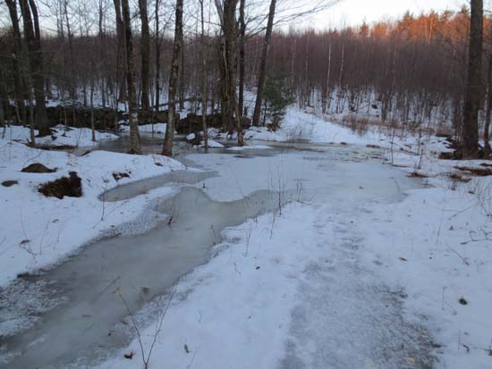 A flooded water crossing on the Bald Ledge Trail