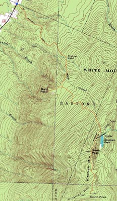 Topographic map of Bald Peak, Kinsman Mountain (North Peak), Kinsman Mountain (South Peak) - Click to enlarge