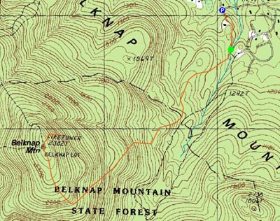 Topographic map of Belknap Mountain - Click to enlarge