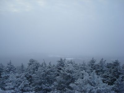 The weather-limited view from the Belknap Mountain fire tower - Click to enlarge
