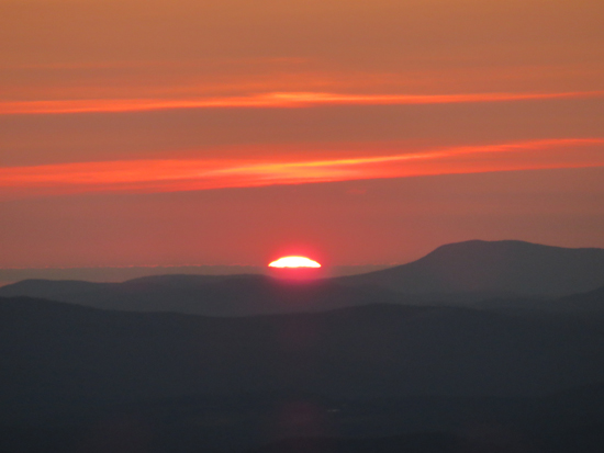 The sunset as seen from the Belknap Mountain fire tower - Click to enlarge