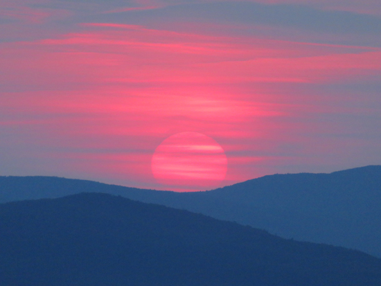 The sunset as seen from the Belknap Mountain fire tower - Click to enlarge