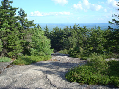 Looking down the East Gilford Trail on the way to the Belknap Mountain summit