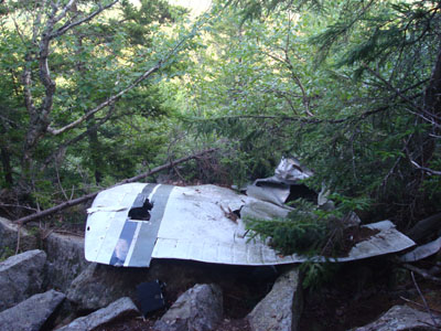 The 1972 Piper plane wreckage on the northern shoulder of Belknap Mountain