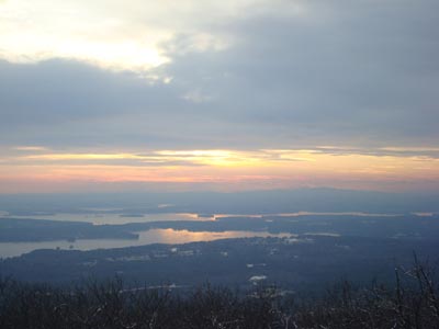 Looking at Lake Winnipesaukee from the Big Ball Mountain summit - Click to enlarge