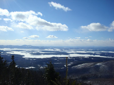 Looking at Lake Winnipesaukee from the Black Snoot summit - Click to enlarge