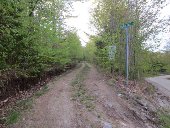 The start of Church Hill Road and the Skyland Trail