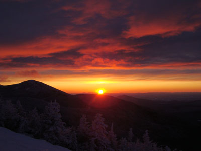 The sunset as seen from near the summit of Cannon Mountain - Click to enlarge