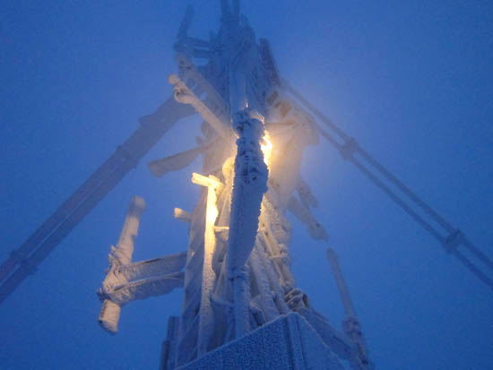 The rime covered summit beacon - Click to enlarge