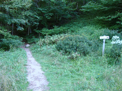 Kinsman Ridge Trail trailhead near the base of the tramway