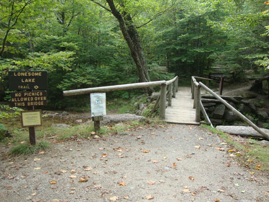 The Lonesome Lake Trail trailhead at Lafayate Place