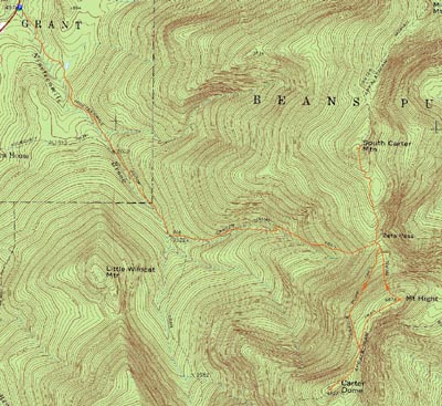 Topographic map of Carter Dome, Mt. Hight, South Carter Mountain - Click to enlarge