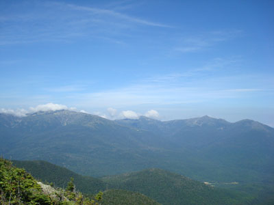 Looking at Mt. Washington, Mt. Jefferson, Mt. Adams, and Mt. Madison from the northern Carter Dome viewpoint - Click to enlarge