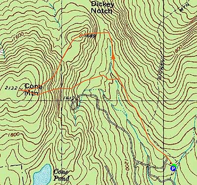 Topographic map of Cone Mountain - Click to enlarge