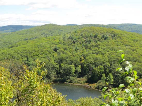 Daniels Mountain (left) as seen from the Wantastiquet Mountain Trail
