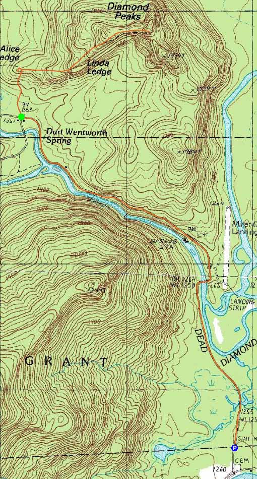 Topographic map of Diamond Peaks