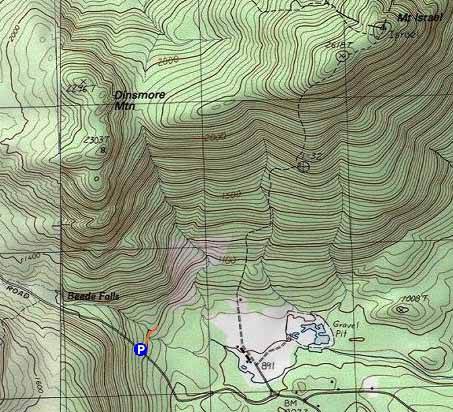 Topographic map of Dinsmore Mountain