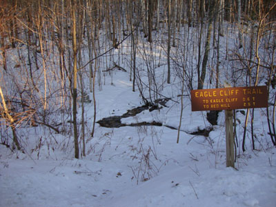 The Eagle Cliff Trail trailhead on Squam Lake Road
