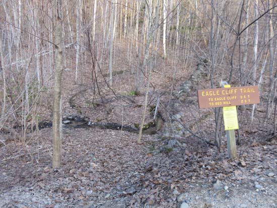 The Eagle Cliff Trail trailhead on Squam Lake Road