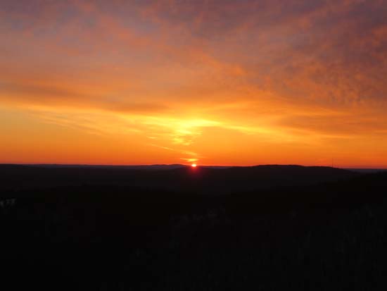 The sunrise from the Fort Mountain southeast ledges - Click to enlarge
