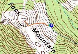 Topographic map of Foss Mountain