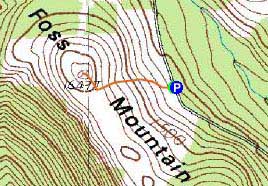 Topographic map of Foss Mountain