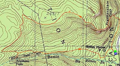 Topographic map of Frankenstein Cliff - Click to enlarge