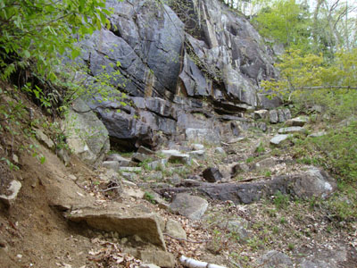 Looking up the Frankenstein Cliff Trail