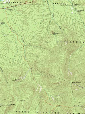 Topographic map of Galehead Mountain, South Twin Mountain - Click to enlarge